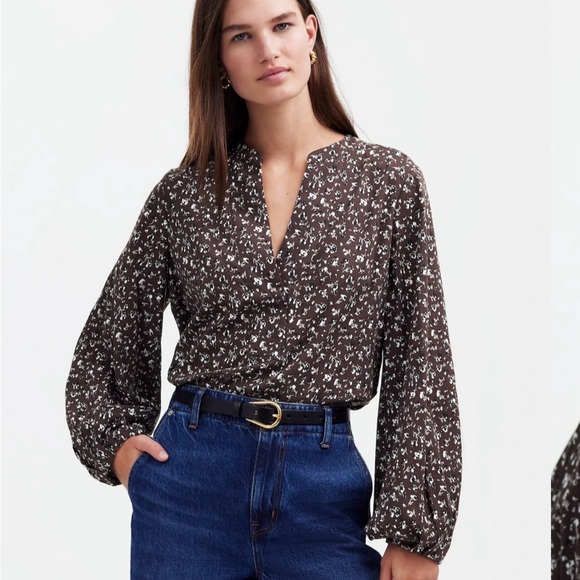 Madewell Tops - Madewell Brown Floral Blouse